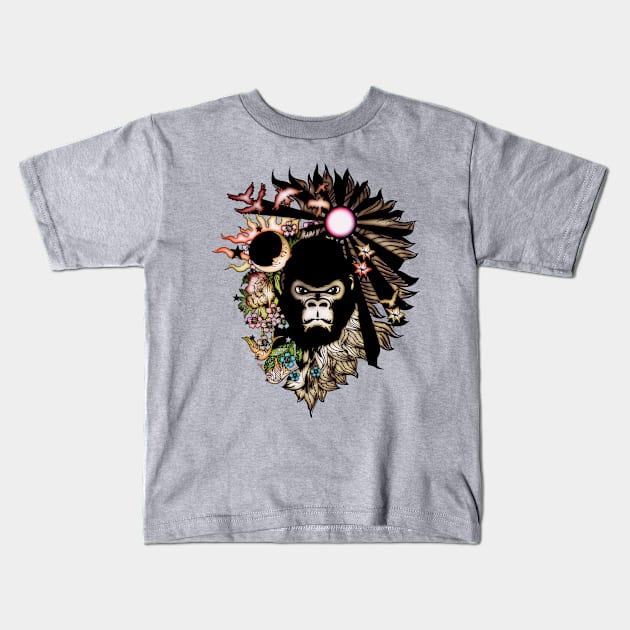 Wonderful gorilla with flowers Kids T-Shirt by Nicky2342